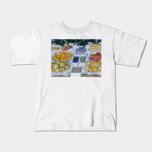 Fruit Displayed on a Stand by Gustave Caillebotte Kids T-Shirt